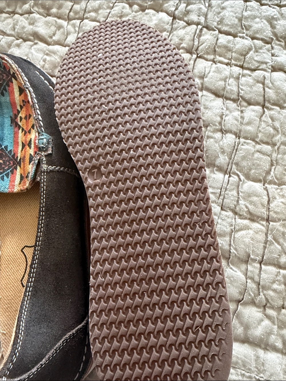 Myra Multicolor Aztec Canvas & Brown Leather Slip-On Loafers size 7 - Picture 8 of 17